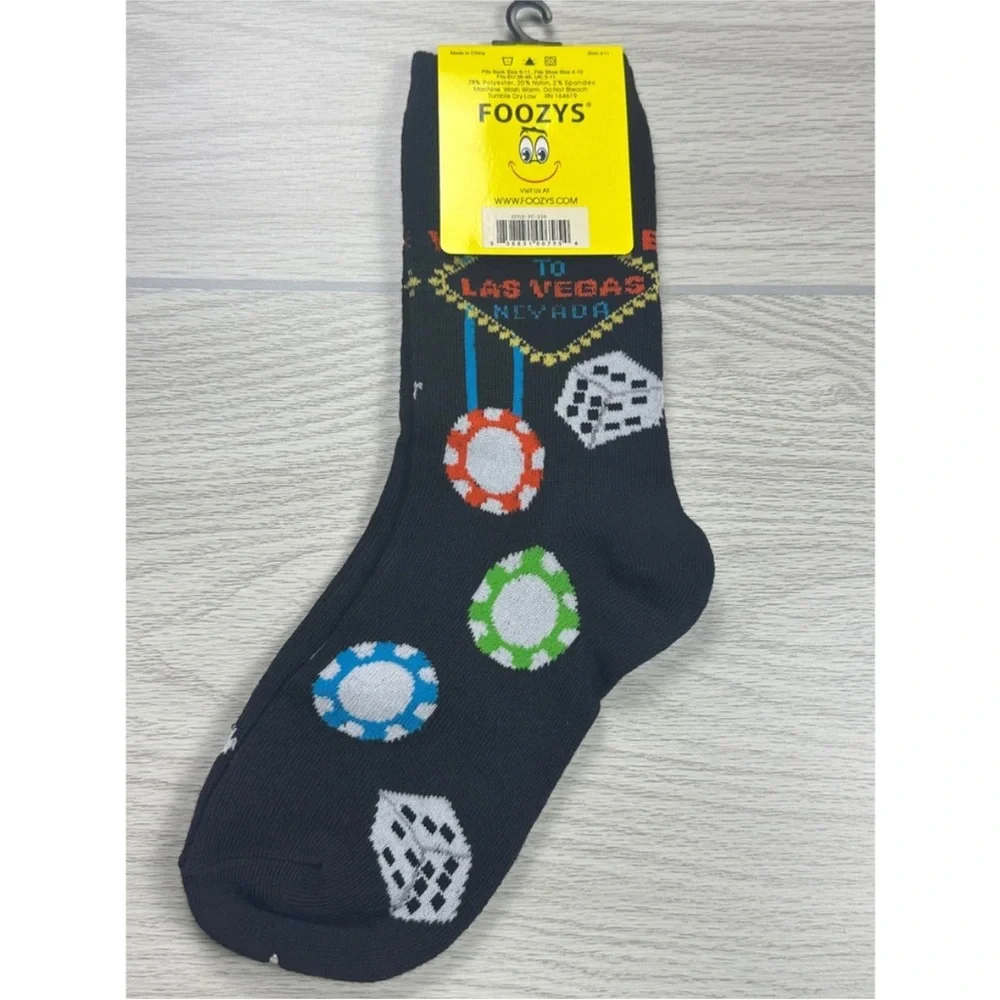 FoOzys Las Vegas Nevada Gambling Dice Chips Casino Women's Crew Socks. Set of 3.